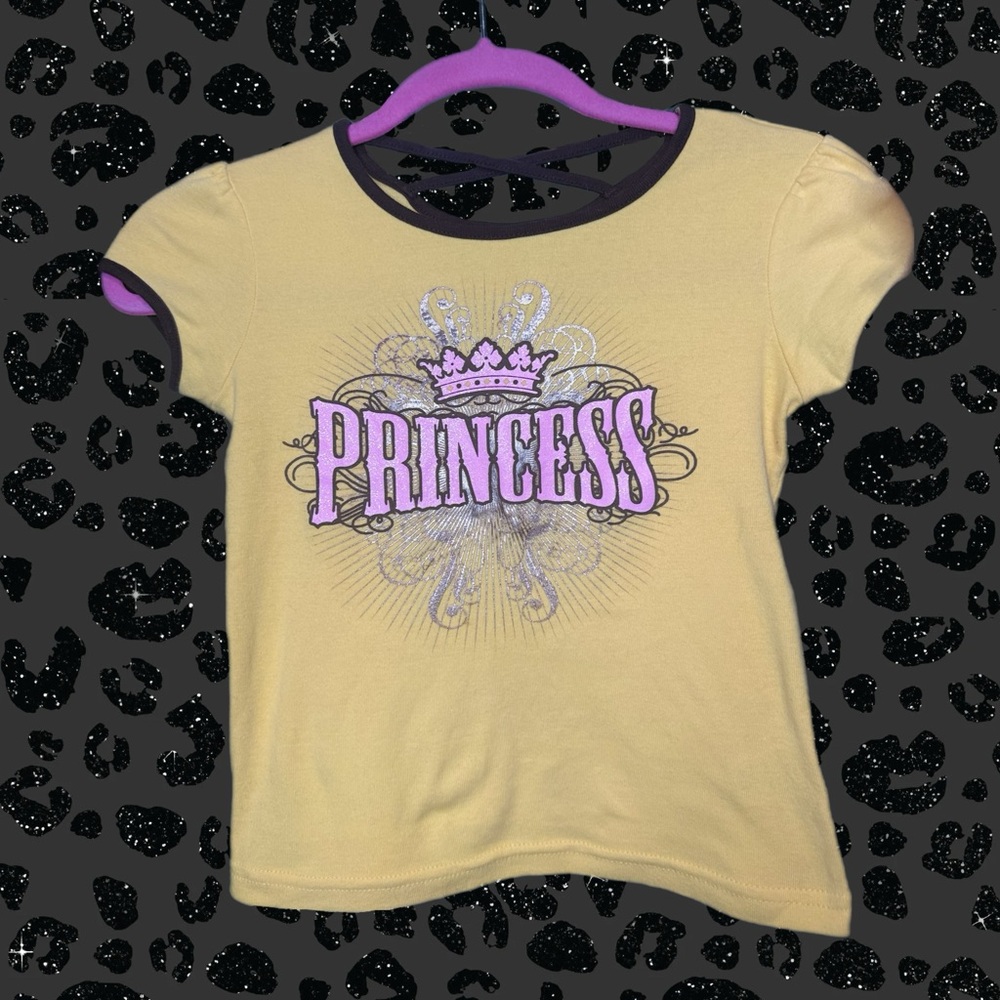Arizona Jean Company Yellow Tee with Pink 'Princess' Graphic